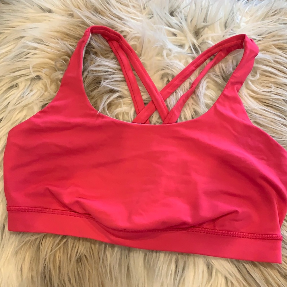lululemon Energy Bra Pink Glossy Black Size 8